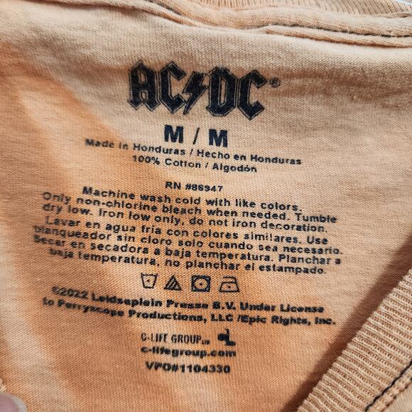 AC/DC bleach dip dyed look cropped short sleeve graphic shirt woman's size Med - Picture 2 of 6